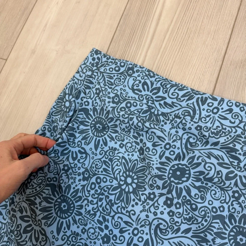 RipSkirt Skirt Large Length 2 Blue Floral‎ A Line Stretch Travel Pockets Casual